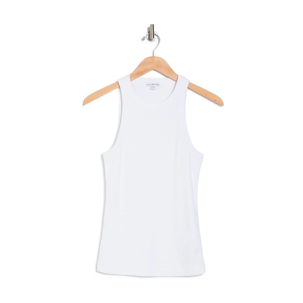 James Perse Women's Ribbed Knit Tank Top Tee T-Shirt in White - Picture 3 of 3